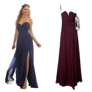 Morilee Madeline Gardner Dress 21611 Maxi Sweetheart Bridesmaid Bordeaux NEW 6